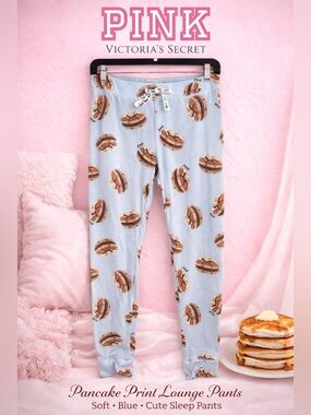 PINK VS Lounge Pants Pancake Print Blue Soft Sleep Pajama